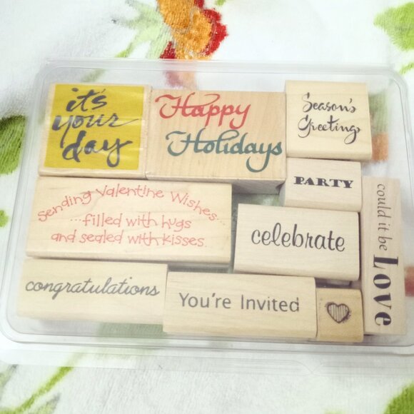 Card making stamp set of 10 Rubber stamps - Picture 1 of 3